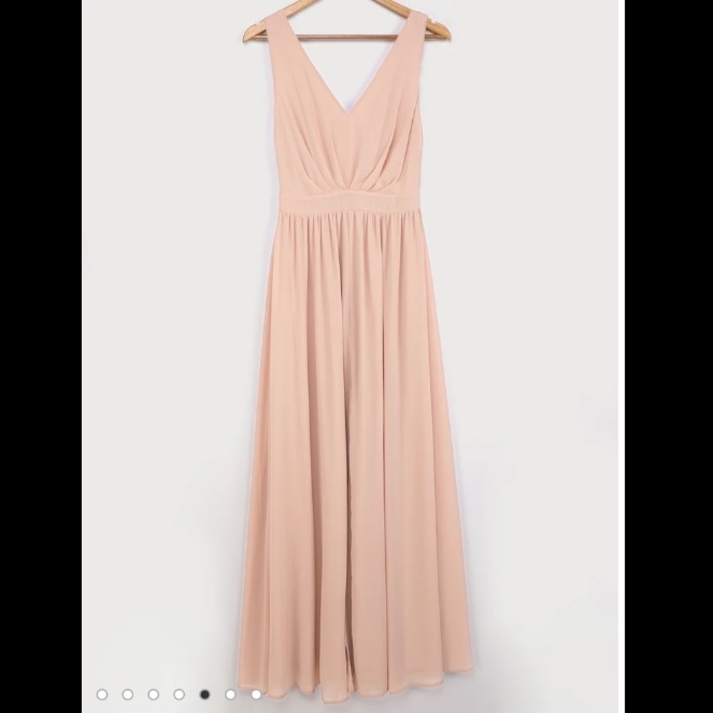 NWT Lulu’s - Make Me Marvel Blush V-Neck Sleeveless Maxi Dress - Picture 7 of 16